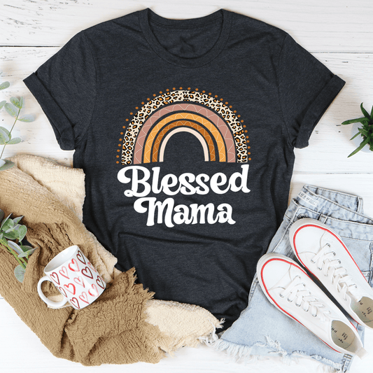 Blessed Mama Boho Rainbow T-Shirt-1