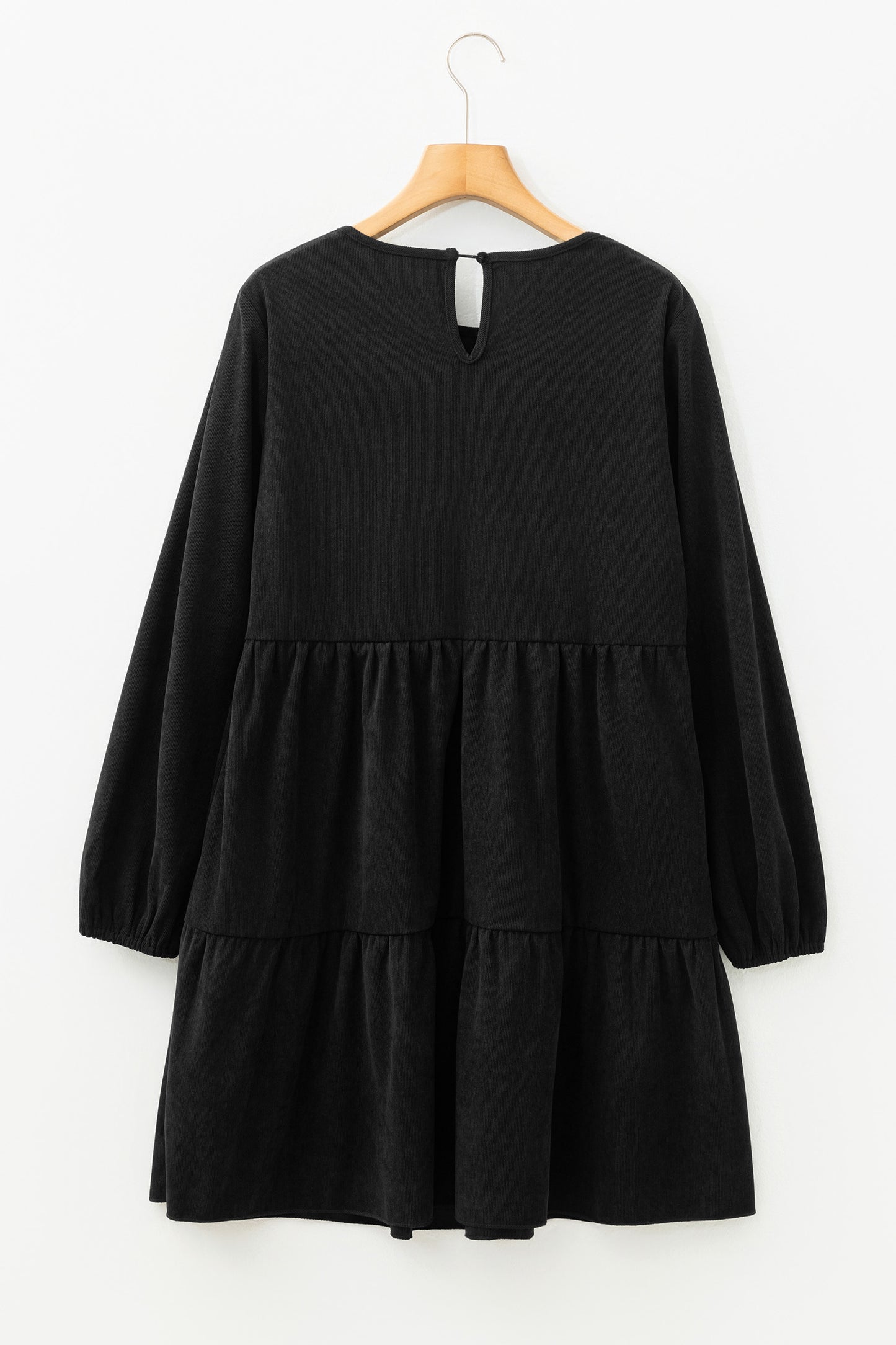 Black Lantern Sleeve Tiered Mini Dress