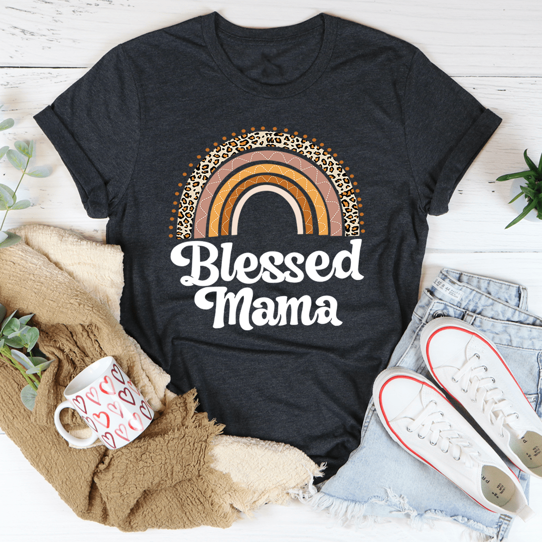 Blessed Mama Boho Rainbow T-Shirt-1