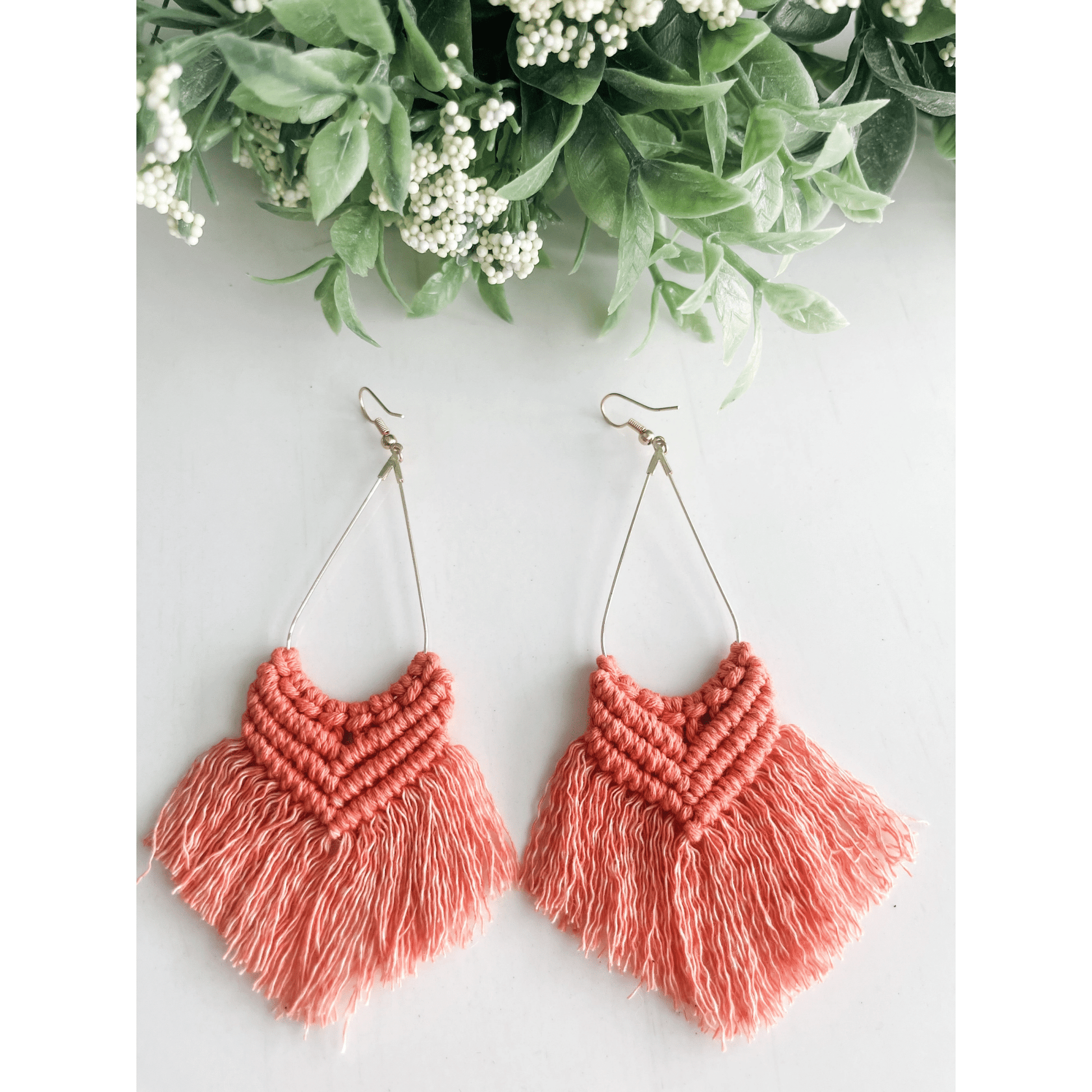 Boho Macrame Earrings "Coral"-0