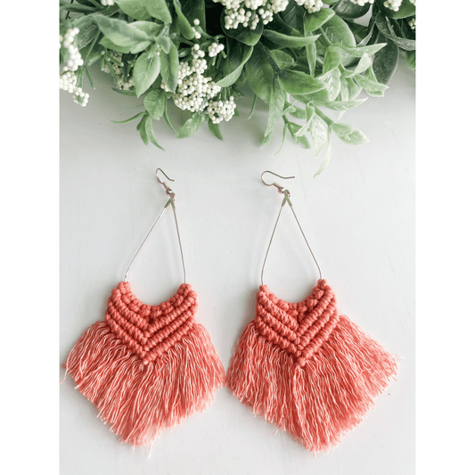 Boho Macrame Earrings "Coral"-0