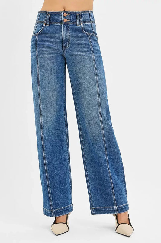 RISEN Mid Rise Fit Wide Baggy Jeans